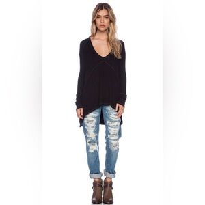 Free People Sunset Park Thermal waffle knit black